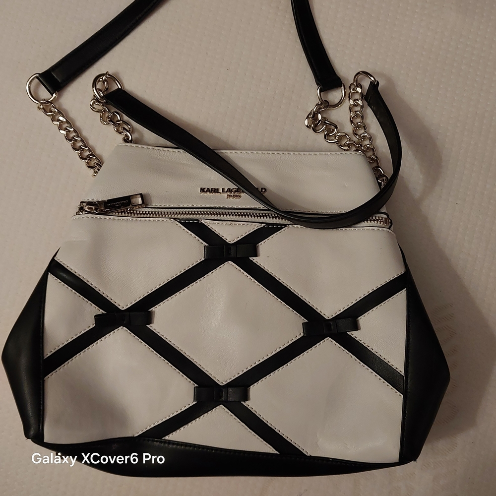 Karl Lagerfeld Black and White Crossbody Bag